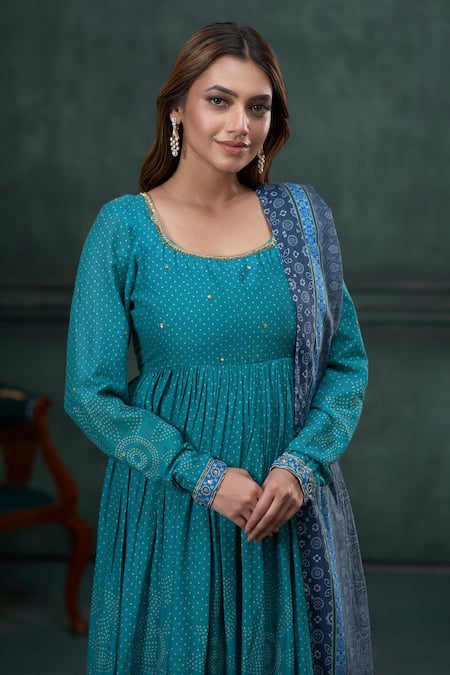 Hirika & Dhruti Ethnic Bandhani Print Anarkali Set 