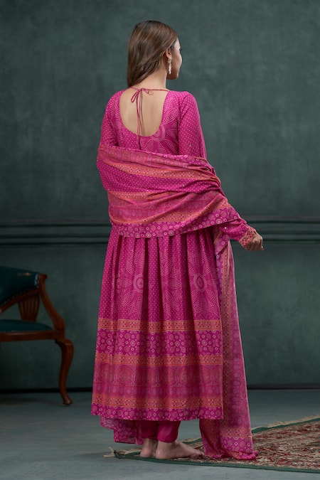 Hirika & Dhruti Bandhani Ethnic Print Anarkali Set 