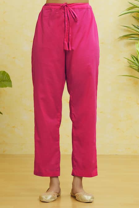 Shop Samyukta Singhania Pink Cotton, Organza Gota Patti Sweetheart Neck Embroidered Anarkali Pant Set Online at Aza Fashions Shop_Samyukta Singhania_Pink Cotton, Organza Gota Patti Sweetheart Neck Embroidered Anarkali Pant Set _Online_at_Aza_Fashions