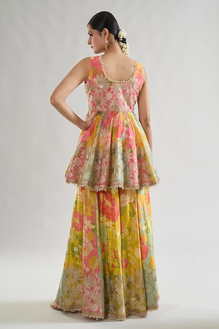 Gopi Vaid Jaanvi Floral Print Kurta Sharara Set 