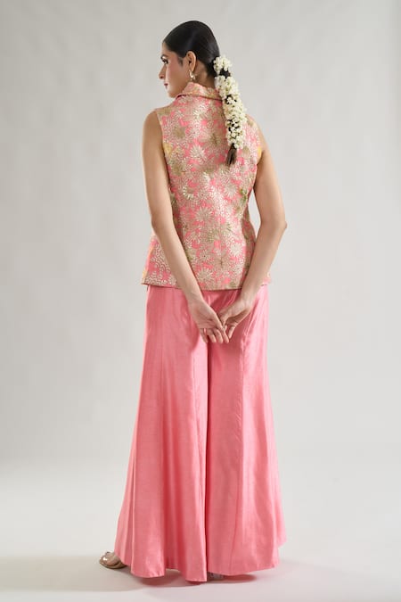 Gopi Vaid Pakhi Embroidered Jacket With Flared Pant 