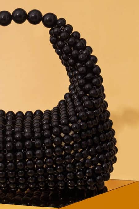 Shop_Amyra_Black Pearls Zia Square Bag _Online_at_Aza_Fashions