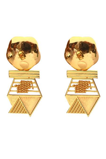 Buy_Itrana_Gold Plated Pearls Hexa Earrings _Online_at_Aza_Fashions