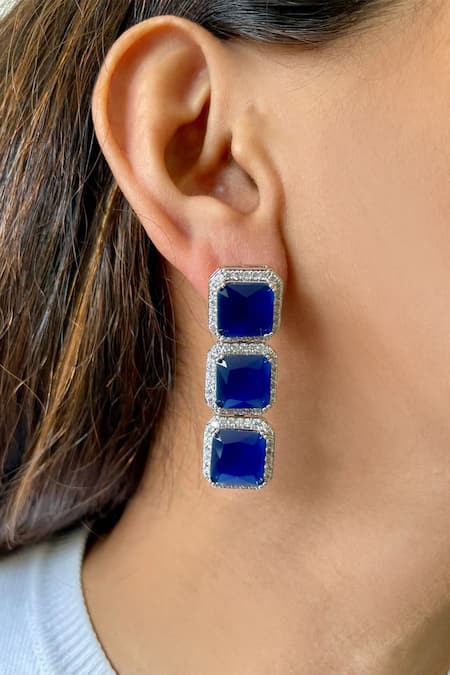 PRERTO Sapphire Embellished Tennis Choker Set 