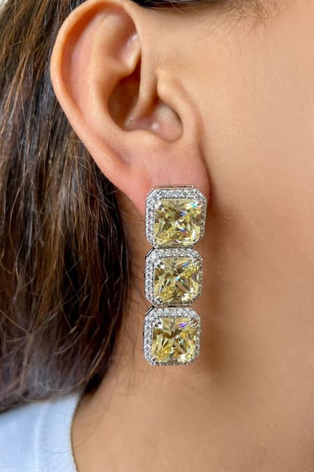 PRERTO Citrine Embellished Tennis Choker Set 