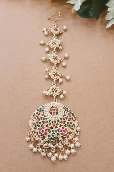 Queens Jewels Multi Color Stone Bridal Jadau Maangtikka 