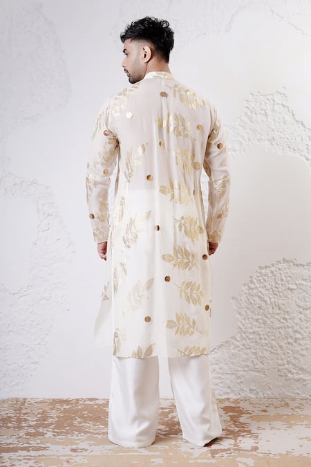 Shwetanga Foil Print Sequin Work Kurta & Pant Set 