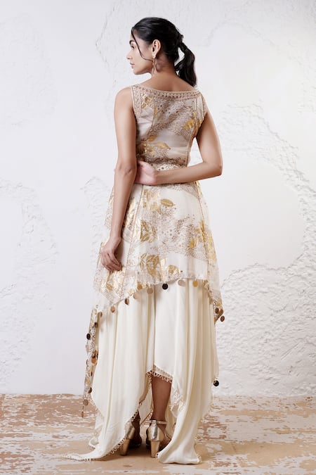 Shwetanga Foil Print Sequin Embroidered Tunic & Sharara Set 