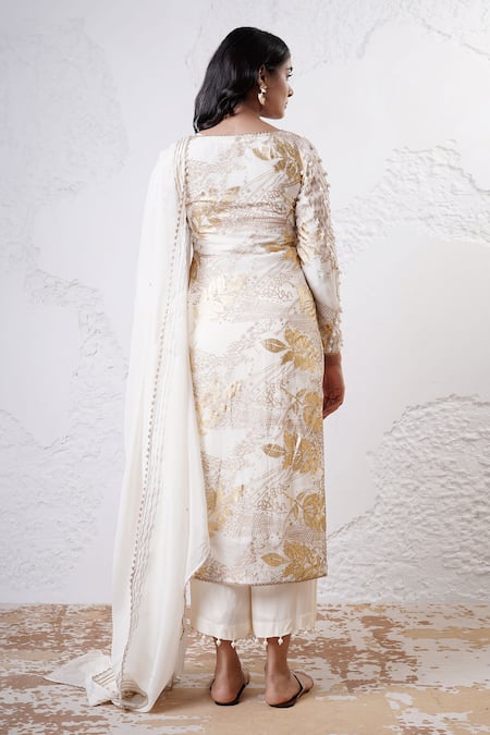 Shwetanga Foil Print Kurta Pant Set 