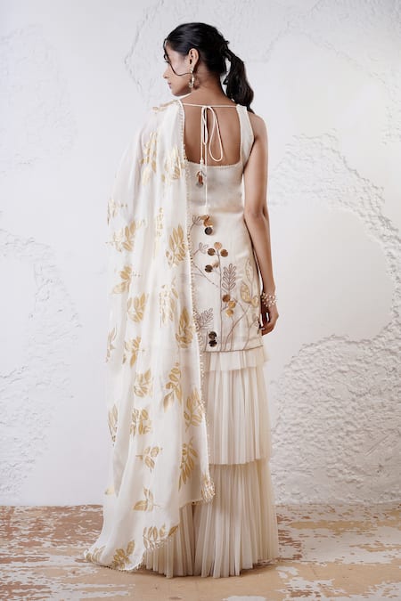 Shwetanga Foil Print Kurta Sharara Set 