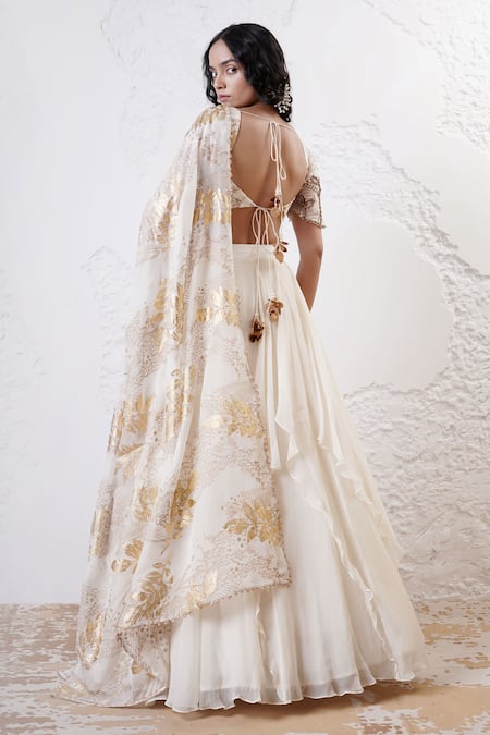 Shwetanga Ruffle Layered Lehenga Set 