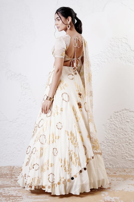 Shwetanga Foil Print Lehenga Set 