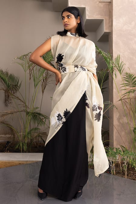 Studio Surbhi Floral Print Pre-Draped Saree Set 