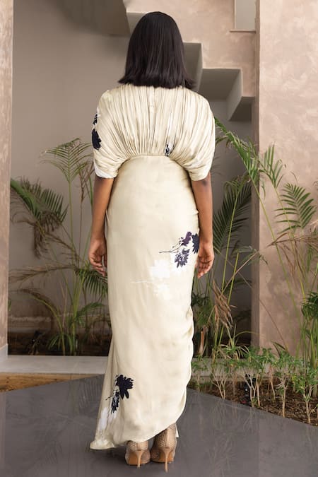 Studio Surbhi Floral Print Asymmetric Kaftan Style Gown 