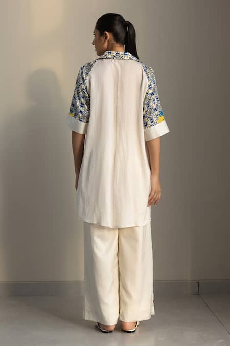 Shop Studio Surbhi Multi Color Cotton, Silk Embroidery Floral Print Shirt Style Kurta With Pant at Aza Fashions Shop_Studio Surbhi_Multi Color Cotton, Silk Embroidery Floral Print Shirt Style Kurta With Pant _at_Aza_Fashions