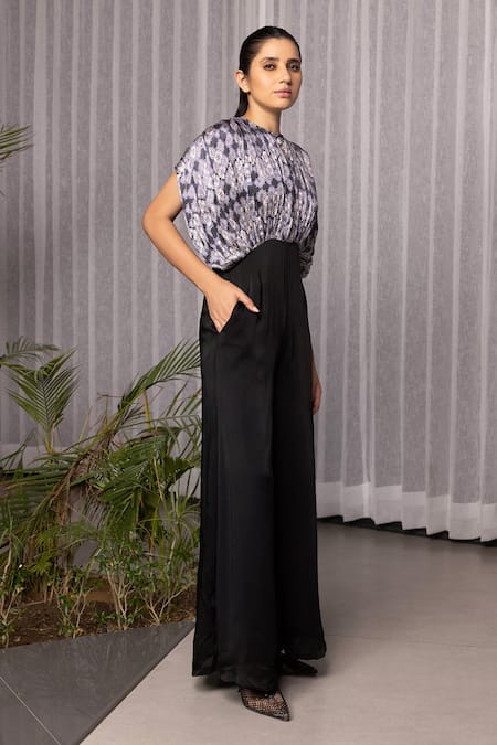 Studio Surbhi Multi Color Georgette, Satin Abstract Floral Print Kaftan Style Yoke Jumpsuit Online at Aza Fashions Studio Surbhi_Multi Color Georgette, Satin Abstract Floral Print Kaftan Style Yoke Jumpsuit_Online_at_Aza_Fashions