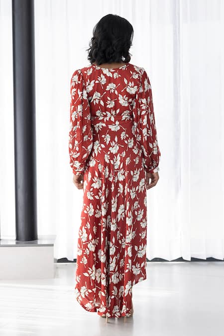 Studio Surbhi Floral Print Asymmetric Gown 