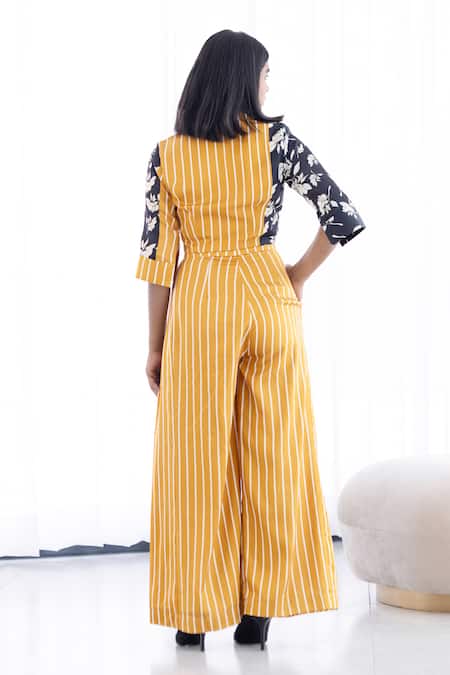 Shop Studio Surbhi Black Cotton, Silk Embroidery Collared Stripe Floral Print Shirt With Pant at Aza Fashions Shop_Studio Surbhi_Black Cotton, Silk Embroidery Collared Stripe Floral Print Shirt With Pant _at_Aza_Fashions