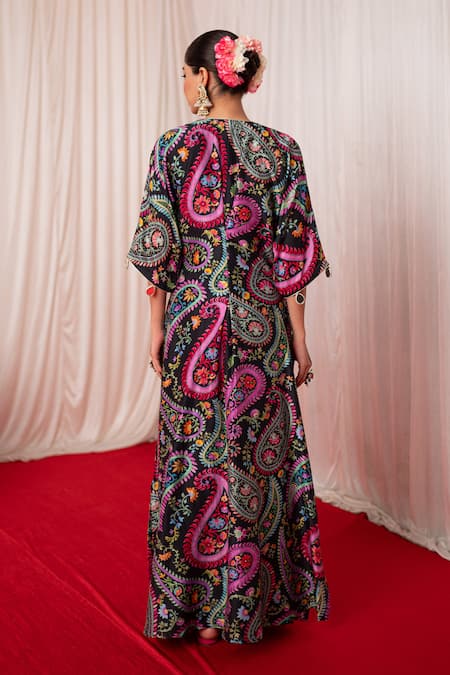Chrkha Paisley Floral Print Kaftan 