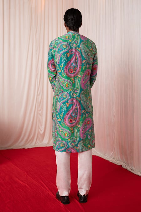 Chrkha Paisley Jaal Print Kurta With Pant 