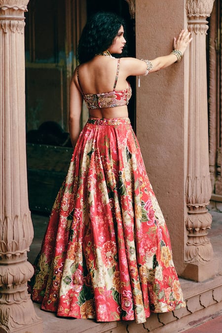 Paulmi And Harsh Floral Blossom Print Lehenga Set 