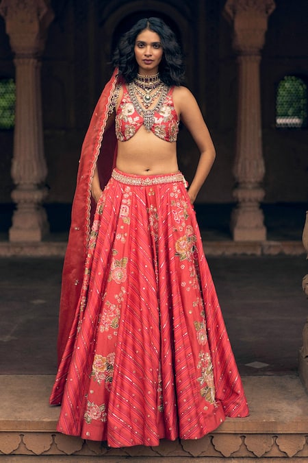 Paulmi and Harsh Abstract Floral Print Lehenga Set 