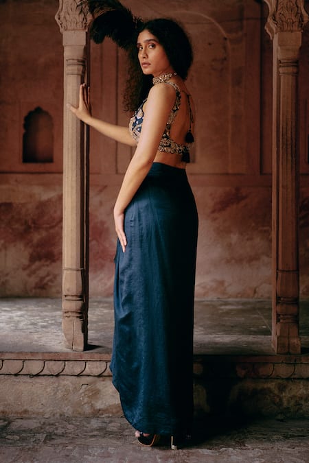 Paulmi And Harsh Flower Hand Embroidered Jacket & Skirt 