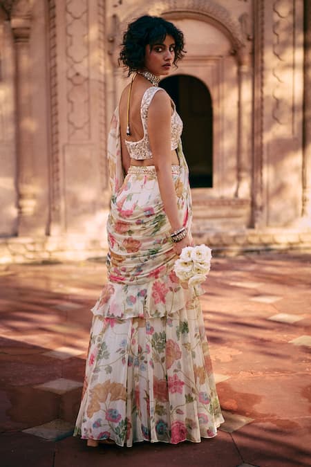 Paulmi And Harsh Printed Pre-Draped Saree With Blouse 