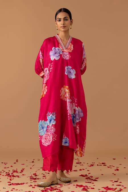 Juanita by Shubhda Florette Print Kaftan Kurta & Pant Set 