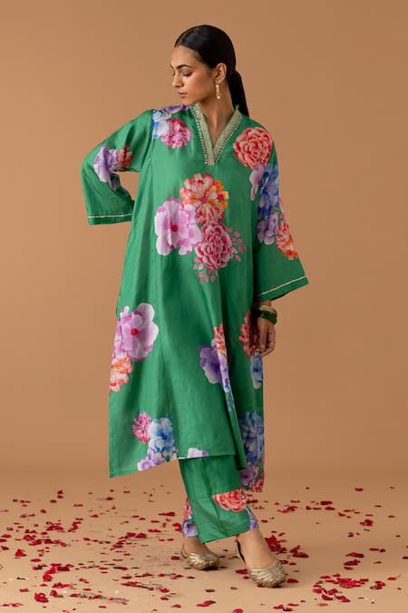 Juanita by Shubhda Fleur Print Kaftan Kurta & Pant Set 