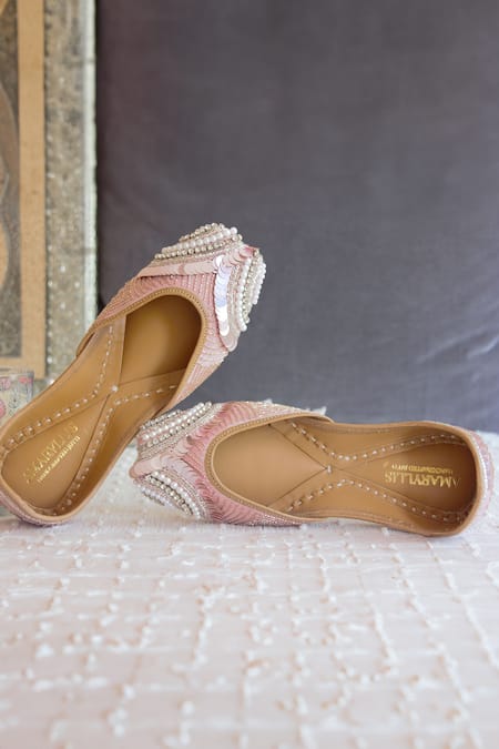 Amaryllis For Her Pink Sequin Fairy Tale And Crystal Embellished Juttis 