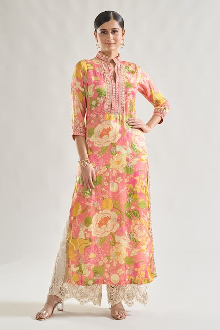 Gopi Vaid Arya Garden Print Tunic & Palazzo Set 