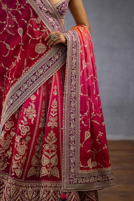 Buy_Torani_Pink Organza, Net Zari, Saroj Naimisha Zardozi Embroidered Bridal Lehenga Set_Online_at_Aza_Fashions