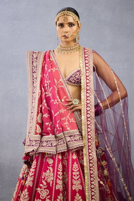 Shop_Torani_Pink Organza, Net Zari, Saroj Naimisha Zardozi Embroidered Bridal Lehenga Set_Online_at_Aza_Fashions