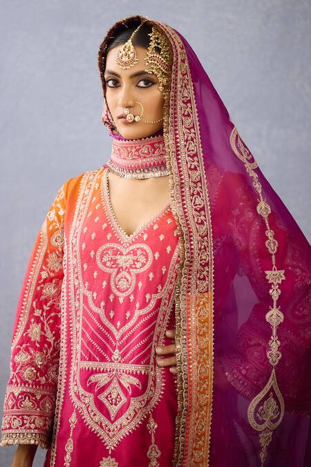 Buy Torani Pink Organza, Jersey Sequins, Beads, Zari, Saroj Aashvi Zardozi Kurta Set Buy_Torani_Pink Organza, Jersey Sequins, Beads, Zari, Saroj Aashvi Zardozi Kurta Set