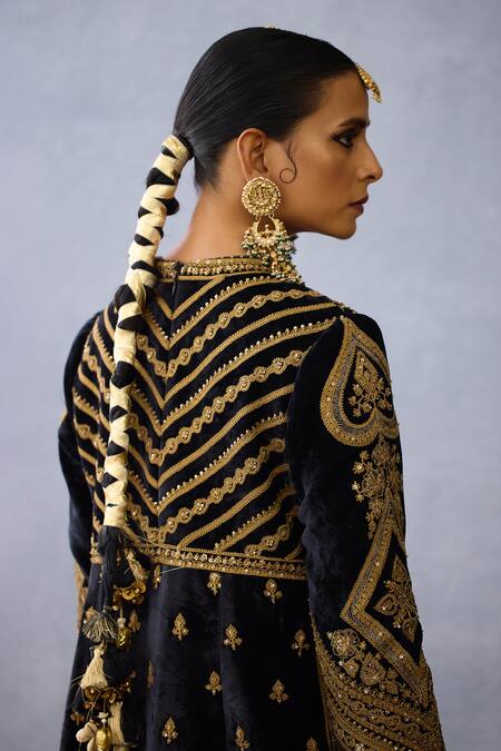 Buy_Torani_Black Muslin, Silk Zari, Bhadra Vamika Zardozi Embroidered Jacket With Anarkali 
