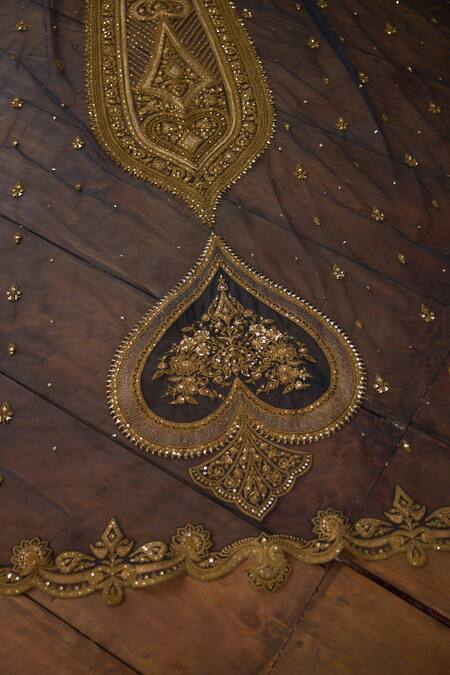 Torani Black Net, Jersey Sequins, Zari, Bhadra Nalika Zardozi Embroidered Lehenga Set at Aza Fashions Torani_Black Net, Jersey Sequins, Zari, Bhadra Nalika Zardozi Embroidered Lehenga Set _at_Aza_Fashions