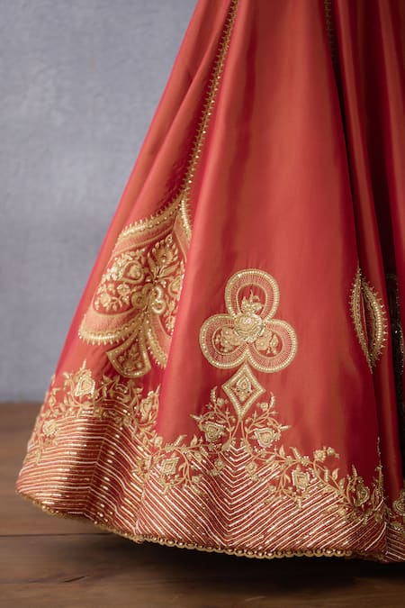 Torani Orange Net, Tissue Sequins, Gerua Surbhi Spade Embroidered Bridal Lehenga Set Online at Aza Fashions Torani_Orange Net, Tissue Sequins, Gerua Surbhi Spade Embroidered Bridal Lehenga Set _Online_at_Aza_Fashions