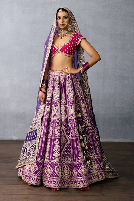 Shop Torani Purple Organza, Net, Chandramalli Ka Manmayi Embroidered Bridal Lehenga Set Shop_Torani_Purple Organza, Net, Chandramalli Ka Manmayi Embroidered Bridal Lehenga Set