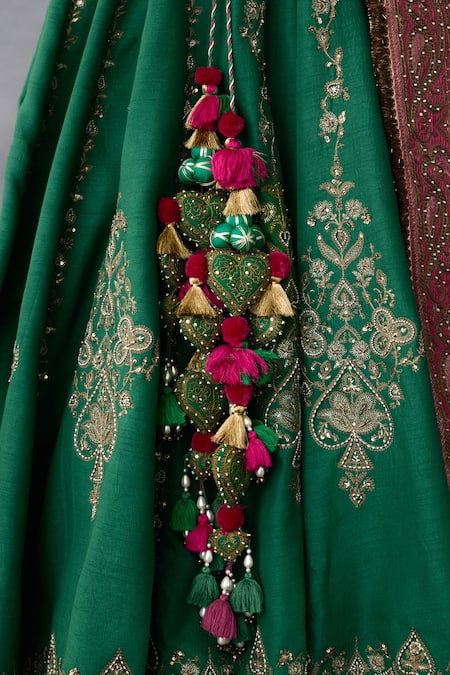 Shop Torani Green Organza, Net Sequins, Embroidery, Zari Mayuri Srisa Bridal Lehenga Set Online at Aza Fashions Shop_Torani_Green Organza, Net Sequins, Embroidery, Zari Mayuri Srisa Bridal Lehenga Set _Online_at_Aza_Fashions