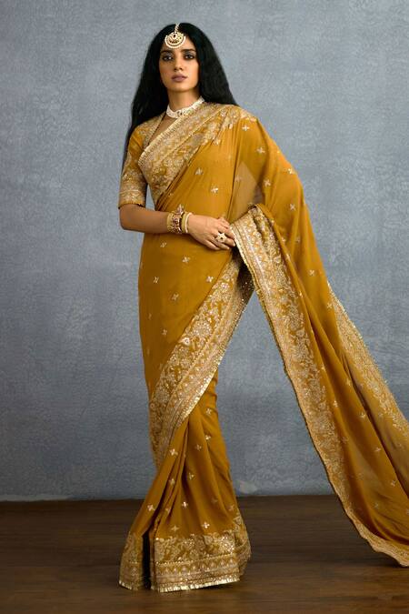 Buy Torani Yellow Georgette, Jersey Sequins, Embroidery Mehre Aya Floral Heart Saree Online at Aza Fashions Buy_Torani_Yellow Georgette, Jersey Sequins, Embroidery Mehre Aya Floral Heart Saree _Online_at_Aza_Fashions