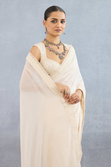 Shop_Torani_Ivory Georgette, Silk Diamonds, Sequins Maahe Lasika Heart Embroidered Saree_Online_at_Aza_Fashions