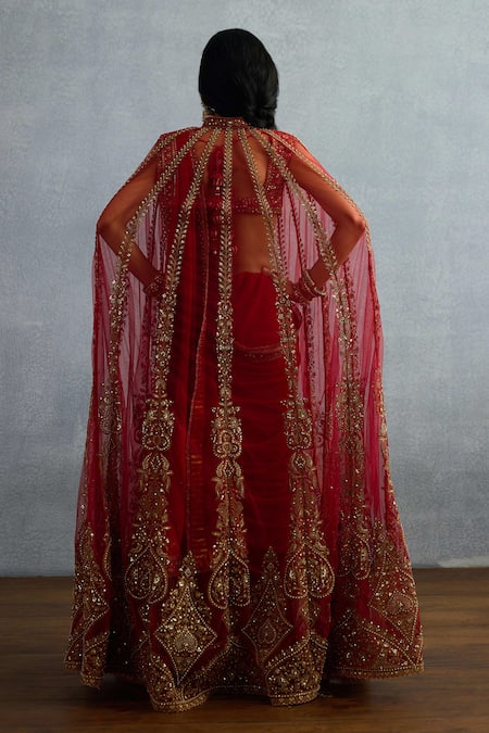 Shop Torani Red Georgette, Silk Sequins Shamse Lasika Embroidered Border Saree at Aza Fashions Shop_Torani_Red Georgette, Silk Sequins Shamse Lasika Embroidered Border Saree _at_Aza_Fashions