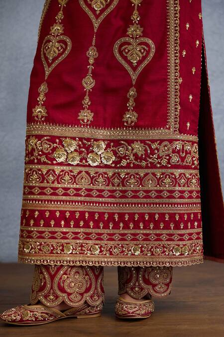 Buy Torani Red Silk, Jersey, Georgette Embroidery, Shamse Anjum Dori Kurta Pant Set Online at Aza Fashions Buy_Torani_Red Silk, Jersey, Georgette Embroidery, Shamse Anjum Dori Kurta Pant Set _Online_at_Aza_Fashions