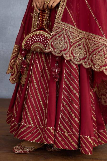 Torani Red Jersey, Chiffon Crystals, Sequins, Shamse Reja Blossom Dori Anarkali Set Online at Aza Fashions Torani_Red Jersey, Chiffon Crystals, Sequins, Shamse Reja Blossom Dori Anarkali Set _Online_at_Aza_Fashions