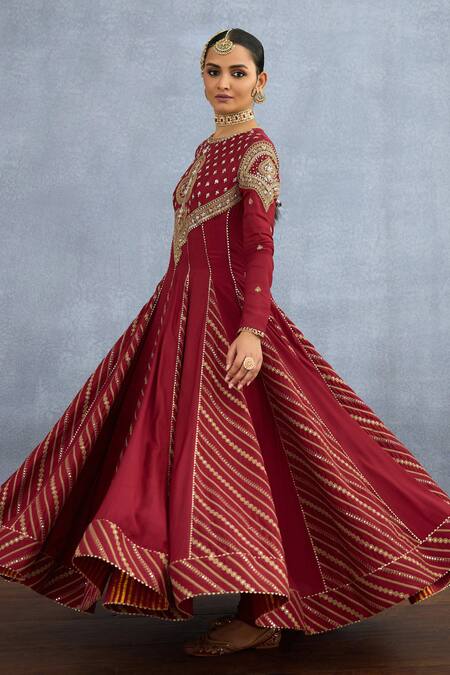 Torani Red Jersey, Chiffon Crystals, Sequins, Shamse Reja Blossom Dori Anarkali Set at Aza Fashions Torani_Red Jersey, Chiffon Crystals, Sequins, Shamse Reja Blossom Dori Anarkali Set _at_Aza_Fashions