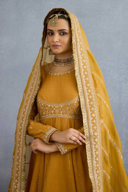 Shop Torani Yellow Jersey, Silk Embroidery, Sequins Mehre Rano Botanic Vine Anarkali Set Online at Aza Fashions Shop_Torani_Yellow Jersey, Silk Embroidery, Sequins Mehre Rano Botanic Vine Anarkali Set _Online_at_Aza_Fashions