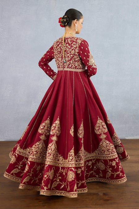 Buy Torani Red Jersey, Chiffon Sequins, Gota Shamse Rano Botanic Embroidered Anarkali Set Online at Aza Fashions Buy_Torani_Red Jersey, Chiffon Sequins, Gota Shamse Rano Botanic Embroidered Anarkali Set _Online_at_Aza_Fashions
