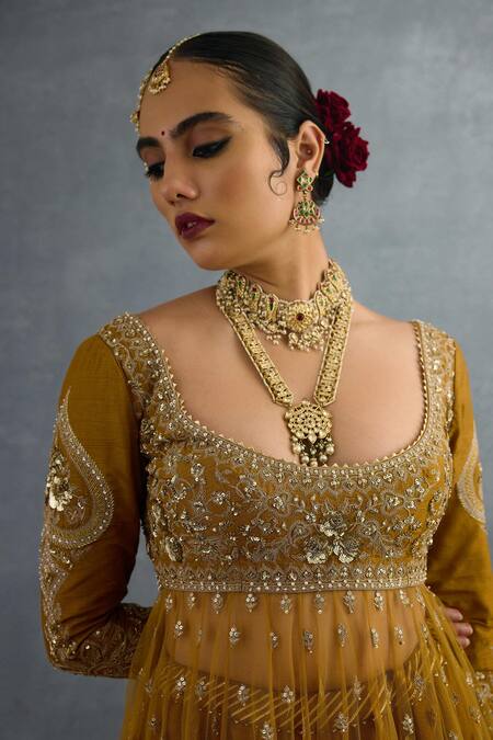 Buy Torani Yellow Silk, Jersey, Net Sequins, Embroidery Mehre Raazi Anarkali Lehenga Set Online at Aza Fashions Buy_Torani_Yellow Silk, Jersey, Net Sequins, Embroidery Mehre Raazi Anarkali Lehenga Set _Online_at_Aza_Fashions