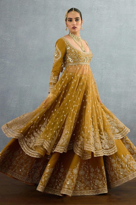 Shop Torani Yellow Silk, Jersey, Net Sequins, Embroidery Mehre Raazi Anarkali Lehenga Set Online at Aza Fashions Shop_Torani_Yellow Silk, Jersey, Net Sequins, Embroidery Mehre Raazi Anarkali Lehenga Set _Online_at_Aza_Fashions